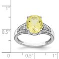 thumbnail image 2 of Sterling Silver Rhodium Diam. & Oval Lemon Quartz Ring - Size 7, 2 of 2