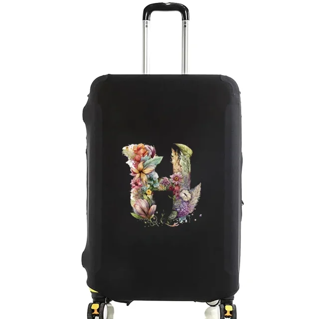 Housses de Valise Housse de Protection Valise de Voyage Anti-Rayures Housse Anti-Poussière Réutilisable Housse Anti-Poussière Lavable Motif Imprimé Floral Lettre 8floral Lettre H L