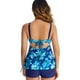 thumbnail image 4 of Trajes de baño de 2 piezas para mujer, top y pantalones cortos estampados a la moda con cordón sin espalda, traje de baño para mujer, estampado azul y verde y pantalones azul marino S, 4 of 6