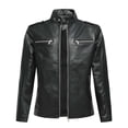 thumbnail image 5 of Miqool Mens Faux Leather Racer Jacket Stand Collar Zip Front Motorcycle Biker Coat Long Sleeve Outerwear with Chest and Side Pockets, 5 of 9