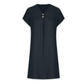 thumbnail image 6 of 2025 Casual Summer T Shirt Dress for Women Solid Color Short Sleeve V Neck Mini Shift Dresses with Pockets, 6 of 6