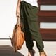 thumbnail image 4 of Puntoco Moda Mujer Tallas grandes Cordón Casual Sólido Elástico Cintura Bolsillo Pantalones sueltos Puntoco Puntoco-1784, 4 of 8