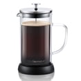 thumbnail image 1 of Elite Gourmet FP1223 Cafetera de prensa francesa de 1 litro, jarra de vidrio de borosilicato aislada de doble pared, conjunto de filtro/émbolo de acero inoxidable apto para lavavajillas, base de silic, 1 of 5