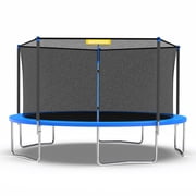 Mersco 14ft Trampoline PLAY Heavy Duty Outdoor Trampoline for Kids and Adults, Backyard Trampoline with Enclosure Net for Family Fun,Jumping Trampoline for Boys and Girls Birthday Gift ,Blue