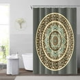 thumbnail image 3 of Boho Vintage Floral Fabric Shower Curtain for Bathroom Decor Olive-Green Zen Spa Yoga Flower Bathroom Curtain Dark Green Geometric Boho Lotus Floral Bath Set with Hooks Waterproof,72x72inch, 3 of 6