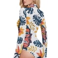thumbnail image 4 of Aloha Totem Mask Leaves Women's Mock Turtle Neck Long Sleeve Tops Bodysuit Jumpsuit One Piece Leotards Shirt, 4 of 8