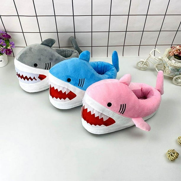 Anti Slip Shark Furry Slippers Casual Floor Funny anti slip shark for Autumn Indoor blue