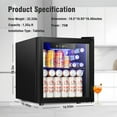 thumbnail image 3 of Electactic 1.3 Cu.Ft Beverage Refrigerator, 12 Bottle & 48 Can Mini Beverage Refrigerator, Mini Fridge with Glass Door for Home/Bar/Office, 3 of 8