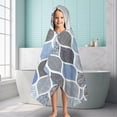 thumbnail image 6 of Blue Geometric Quatrefoil Pattern Hooded Bath Towel，60"x35" for Ages 3 To 12 Kids, Quick Dry Lightweight Soft Microfiber Hood Beach Towel Cover Up for Kids, 6 of 7