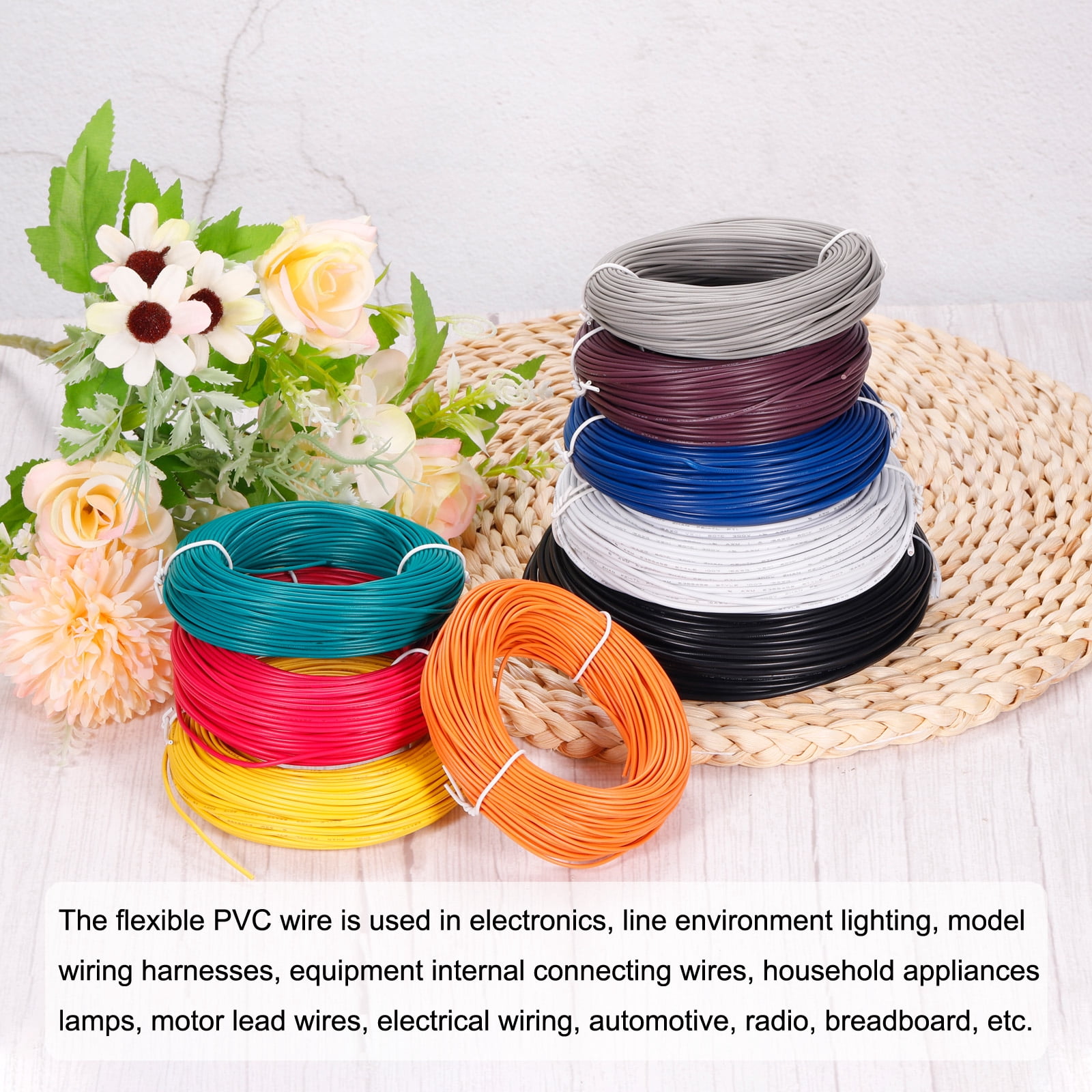 UL1007 26AWG Gauge Stranded Hook-Up Wires, Electrical Wire Tinned Copper Wire 30m/100ft Green