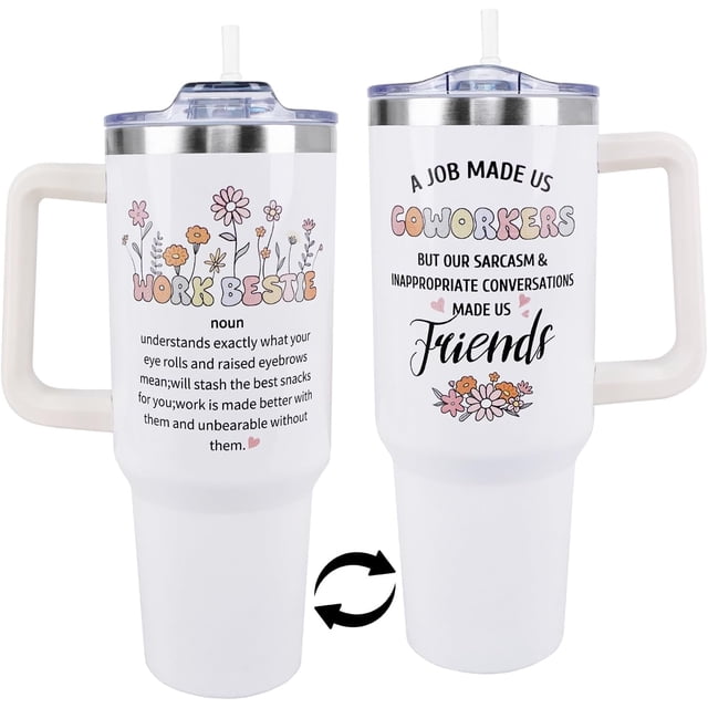 Work Tumbler 40 Oz, Funny Bestie Coworker Gifts for Women, Coworker Work Bestie Cup Coffee Mug Tumbler, Valentines Day Gifts for Coworkers Female, Office Gifts for Coworkers, Tumbler for Coworker