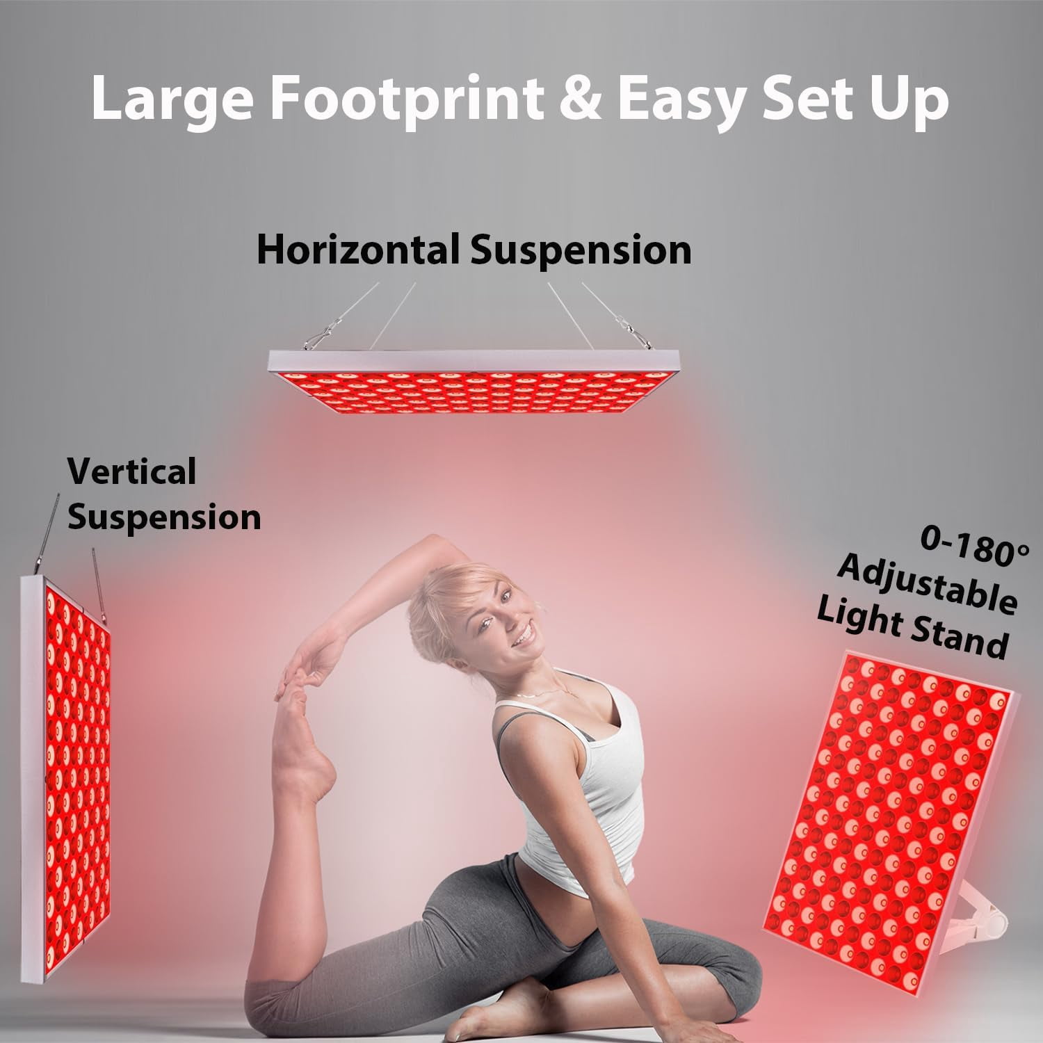Large Red & Infrared Light Panel with Stand, 5-Wavelength System for Soothing Muscles and Enhancing Skin Radiance