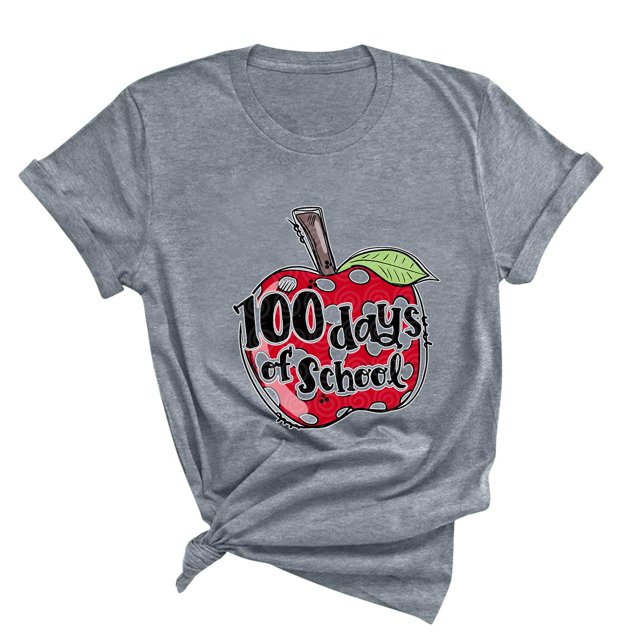 Blusas de Manga Corta para las Mujeres Divertido Impreso Cuello Redondo Tee, Vintage Humor Gráfico Blusas de Primavera para las Mujeres