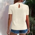 thumbnail image 3 of fatyb Womens Tops Dressy High Neck Casual Short Sleeve Tshirts Solid Color Pleated Blouses for Women, 3 of 7