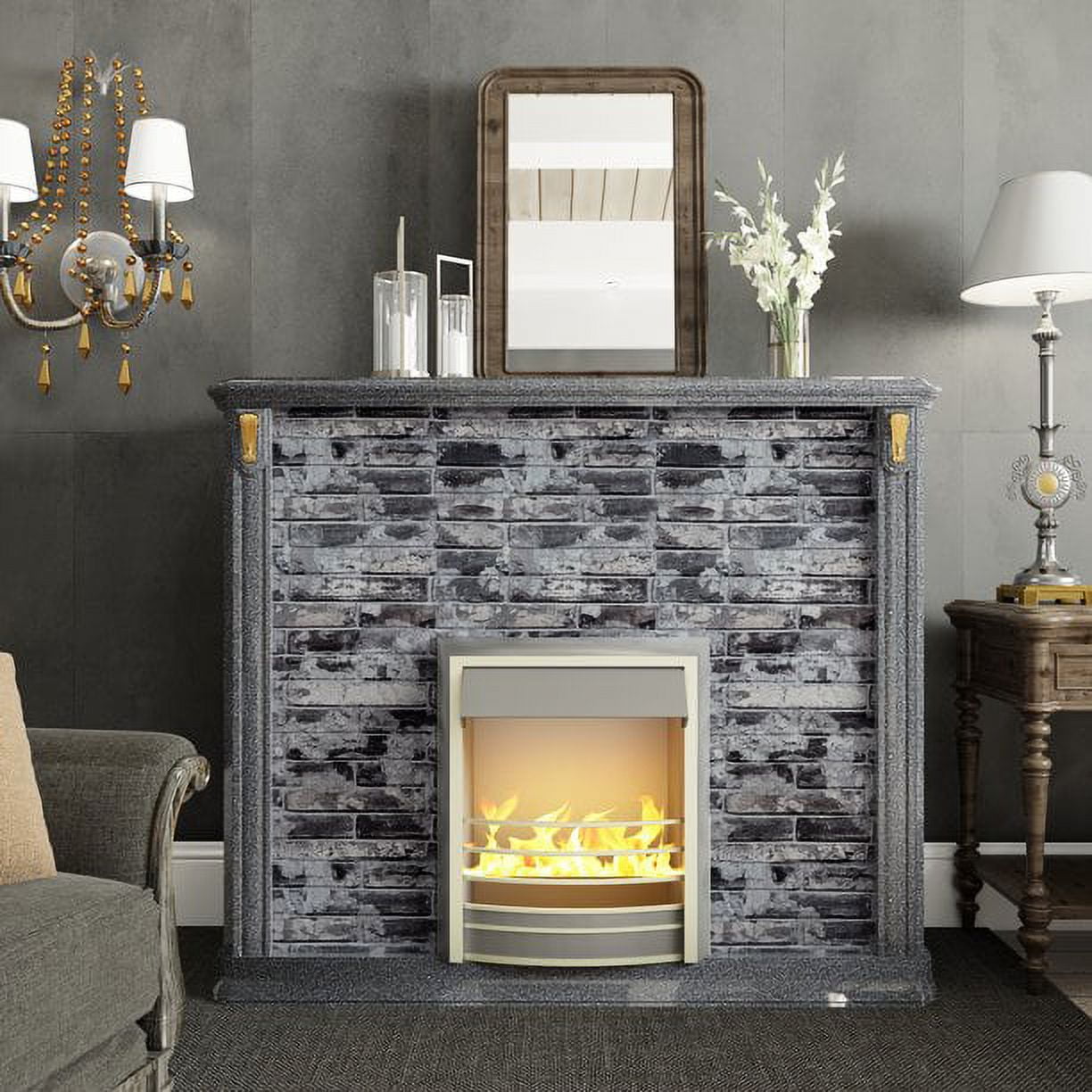 VEELIKE 15.7''x354.3'' Grey Brick Wallpaper Peel and Stick 3D Textured Faux Brick Wall Paper Self Adhesive Removable Waterproof Rustic Brick Contact Paper for Walls Bedroom Backsplash Cabinet Backdrop