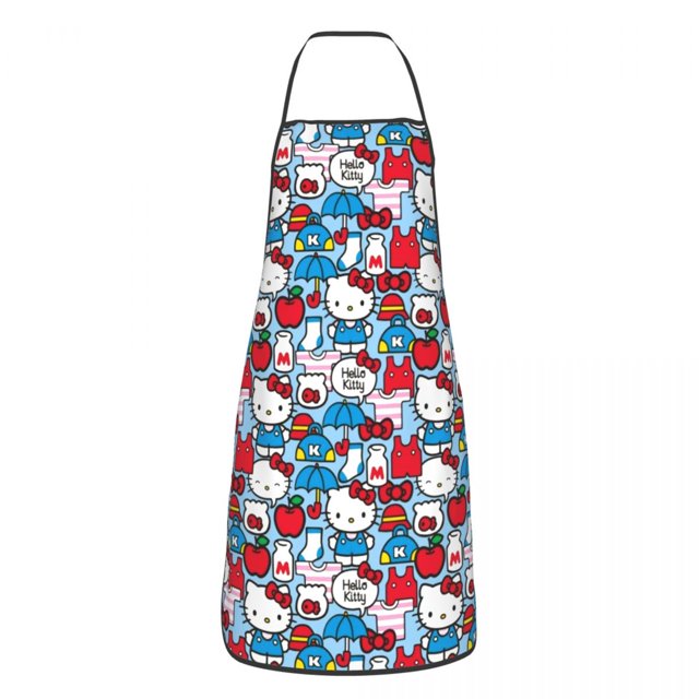Custom Bib Hello Kitty Cat Apron for Men Women Unisex Adult Chef Kitchen Cooking Tablier Cuisine Painting