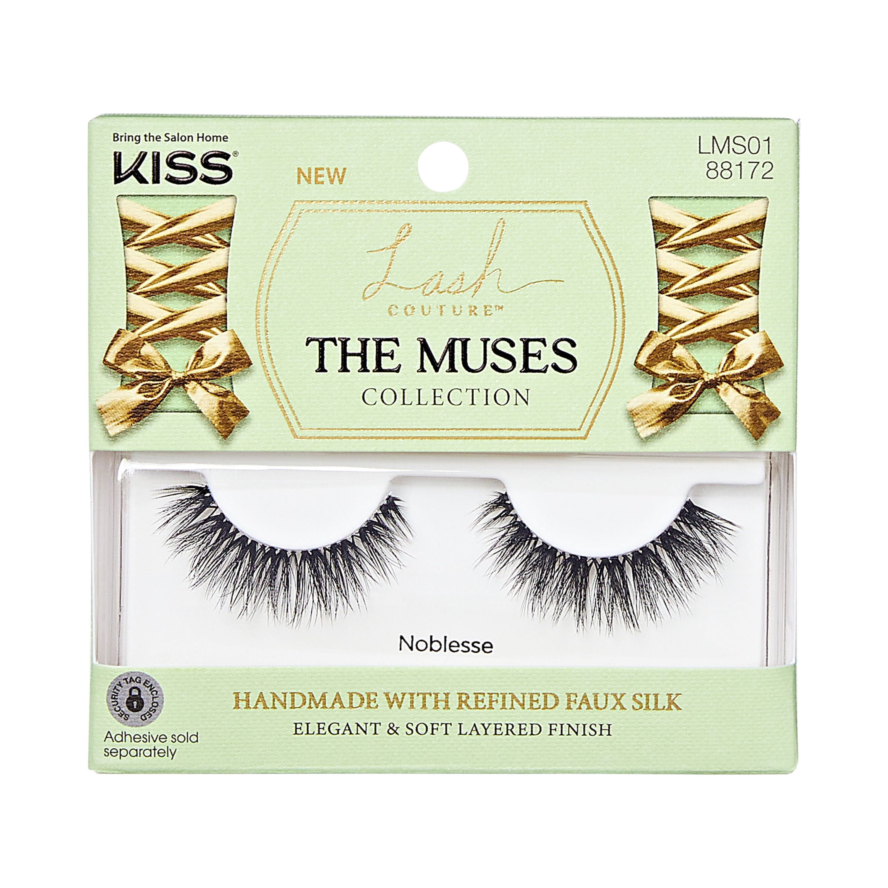 Kiss Lash Couture the Muses False Eyelashes, Strip Lashes, Noblesse, Black, 1 Pair