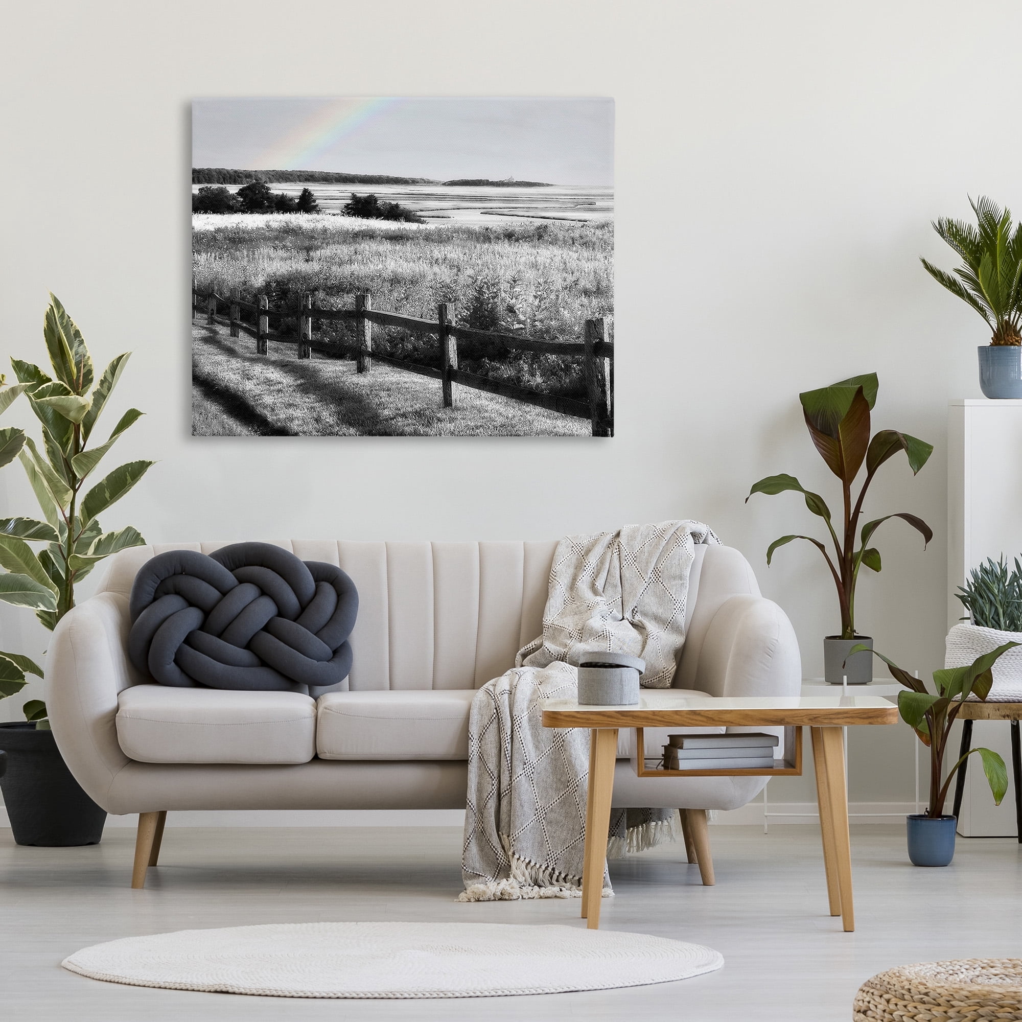 Stupell Industries Rainbow Over Countryside Landscape Photography Gallery Wrapped Canvas Art Print Wall Art, 48 x 36