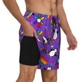 thumbnail image 2 of Gukieu Rainbow Lgbt Penguin Print Men's Double Layer Sports Swim Trunks, Quick Dry Adjustable Waist Swim Shorts Swimwear-Medium, 2 of 6