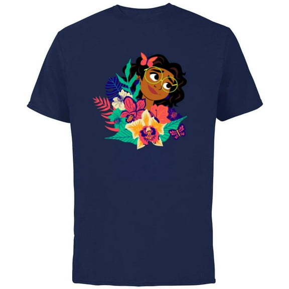 Disney Encanto Mirabel Flowers and Butterflies Paradiso - Short Sleeve Cotton T-Shirt for Adults - Customized-Navy