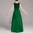 thumbnail image 4 of Girls' Sequin Embellished Satin Sleeveless Dress, Elegant formal gown for recitals, weddings and special occasions, 0-13 Years Green 9-10 Years, 4 of 7