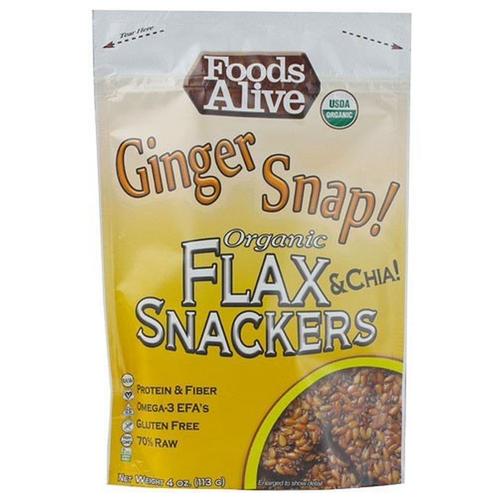 Foods Alive Ginger Snap Flax Crackers, 4 Oz