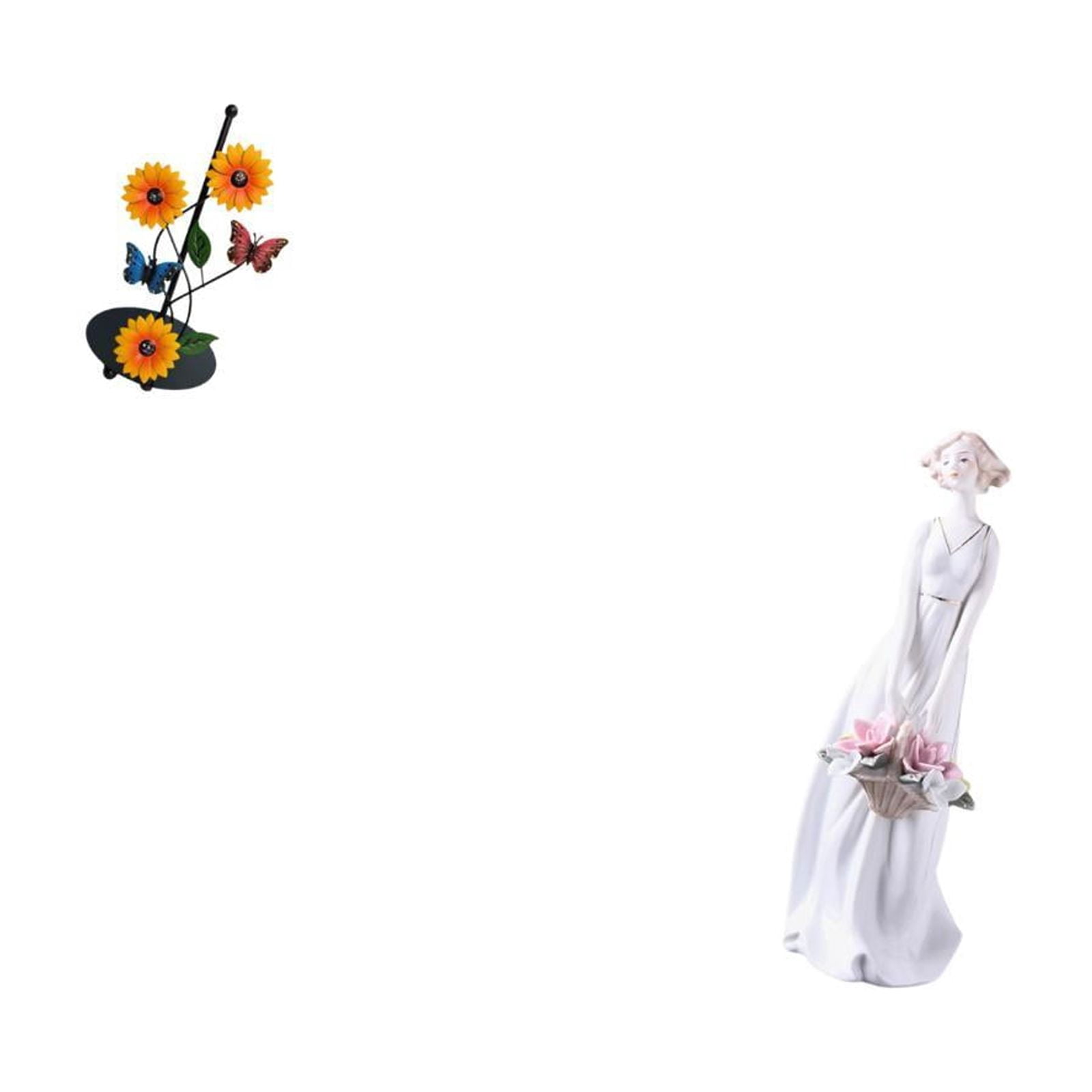 Fiocias Ceramic Paper Towel Holder with Porcelain Girl Figurine Modern Nordic Lady Statue Tissue Dispenser for Home Shelf Desk Cabinet Decoration