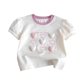 thumbnail image 2 of Blusas y camisas de manga corta con cuello redondo para niña, camiseta de verano con estampado de corazón tridimensional de manga corta, top holgado dulce de media manga para bebé, top de algodón para, 2 of 5