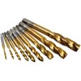 thumbnail image 1 of 9pcs Spiral Screw Thread Taps Titanium Coated HSS 6542 Metric Spiral Point Flute Tap Thread Tapping Tool, 1 of 7