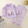 thumbnail image 2 of NOLDARES Toddler Baby Girl Outfits Clothing Long Sleeve Round Neck Top + Elastic Waist Joggers 2 Piece Set for School(Purple,12-18 M), 2 of 4
