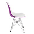thumbnail image 3 of LeisureMod Cresco Molded 2-Tone Eiffel Side Chair - Set of 4-Color:White Purple, 3 of 8