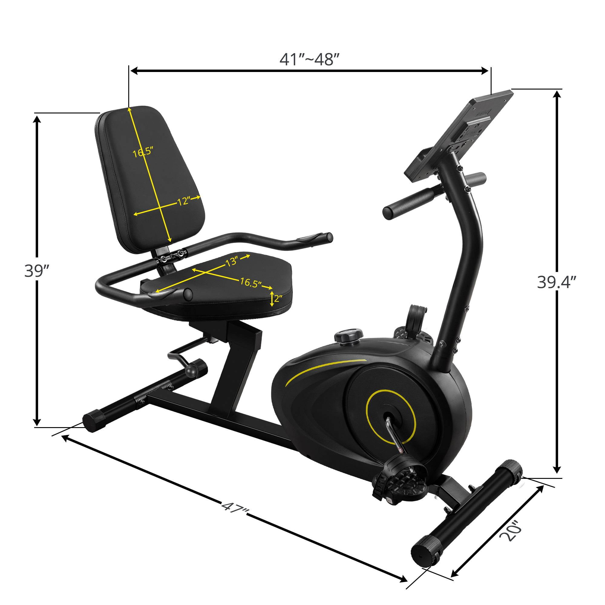 380lb Weight Capacity Details about   Recumbent Exercise Bike Easy Adjustable Seat 