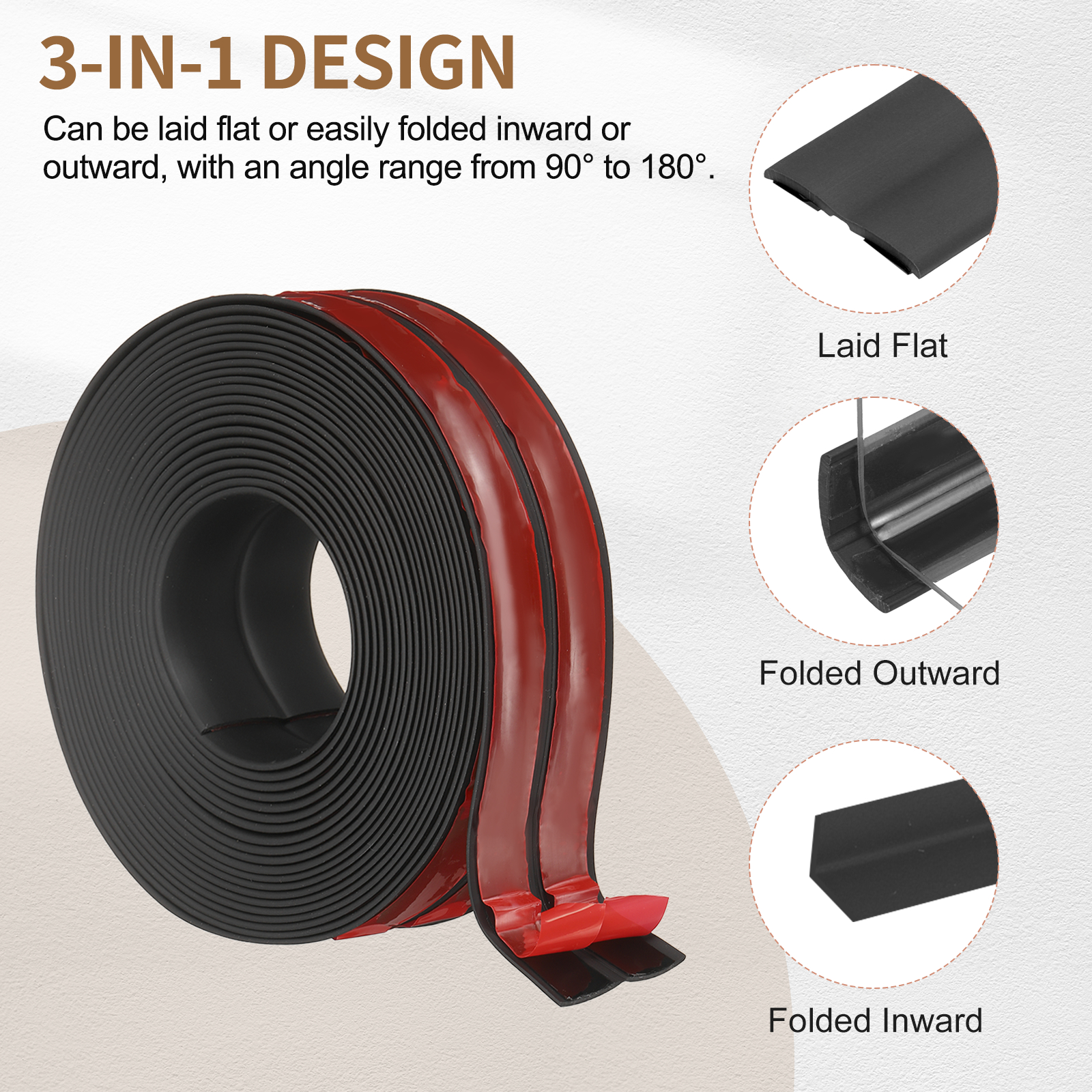 Uxcell Protector 2.4"x19.7 ft Self Adhesive Guard Black for Wall Table Floor
