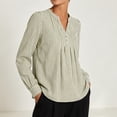 thumbnail image 6 of ClodeEU Women's Henley Pleated Front Long Sleeve Blouse,Casual Loose Flowy Shirt Top Green,Women's Plus XXL, 6 of 7