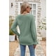 thumbnail image 2 of Camiseta holgada de manga larga con escote en V y encaje para mujer, con aberturas acampanadas, de color liso, para otoño (XXL, amarillo) S, verde frijol, 2 of 5