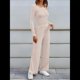thumbnail image 5 of Conjuntos de Dos Piezas para Mujer, para Estar en Casa, para Otoño, con Suéter de Cuello Henley, Pantalones Anchos y Chándal Albaricoque S, 5 of 8