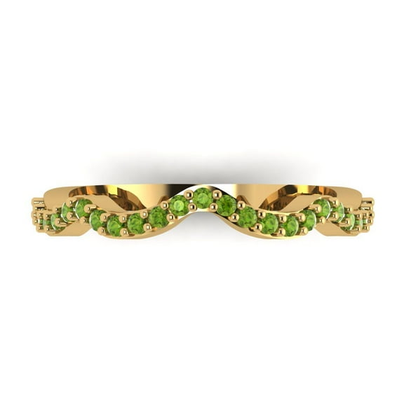 0.23 ctw Wedding Band for Women - 18K Yellow Gold Natural Peridot Stackable Eternity Ring