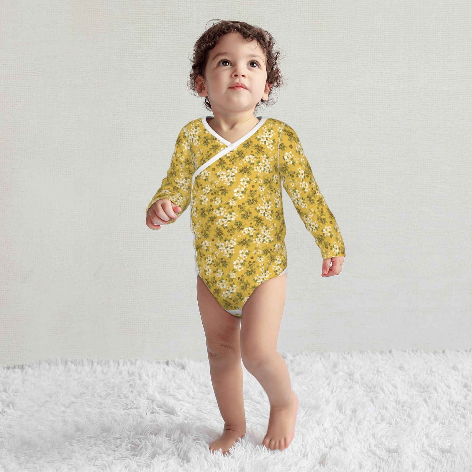 Xecao Flower Print Baby unisex-baby Cotton Long-sleeve Bodysuits-2 Years