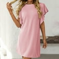 thumbnail image 6 of qucoqpe Womens Summer Casual T-shirts Dress Crew Neck Ruffle Short Sleeve Loose Mini Dress Hawaiian Beach Sun Dress, 6 of 6
