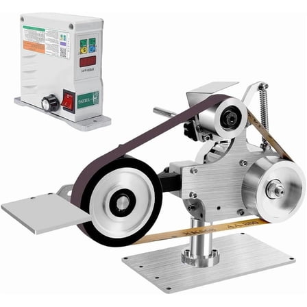 Belt Sander Bench Grinder, Desktop Belt Knife Sharpener Belt Sander Polisher Sharpener Grinder - DC Brushless Motor Polishing Machine 550W 110V