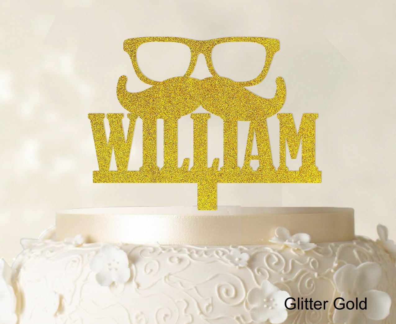 "Personalized Name Cake Topper Personalized Glitter Yellow Cake Topper