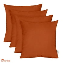 RSH Decor: 4 Square Accent Pillows Made with Sunbrella Performance Fabric | 20" x 20" | Canvas Rust