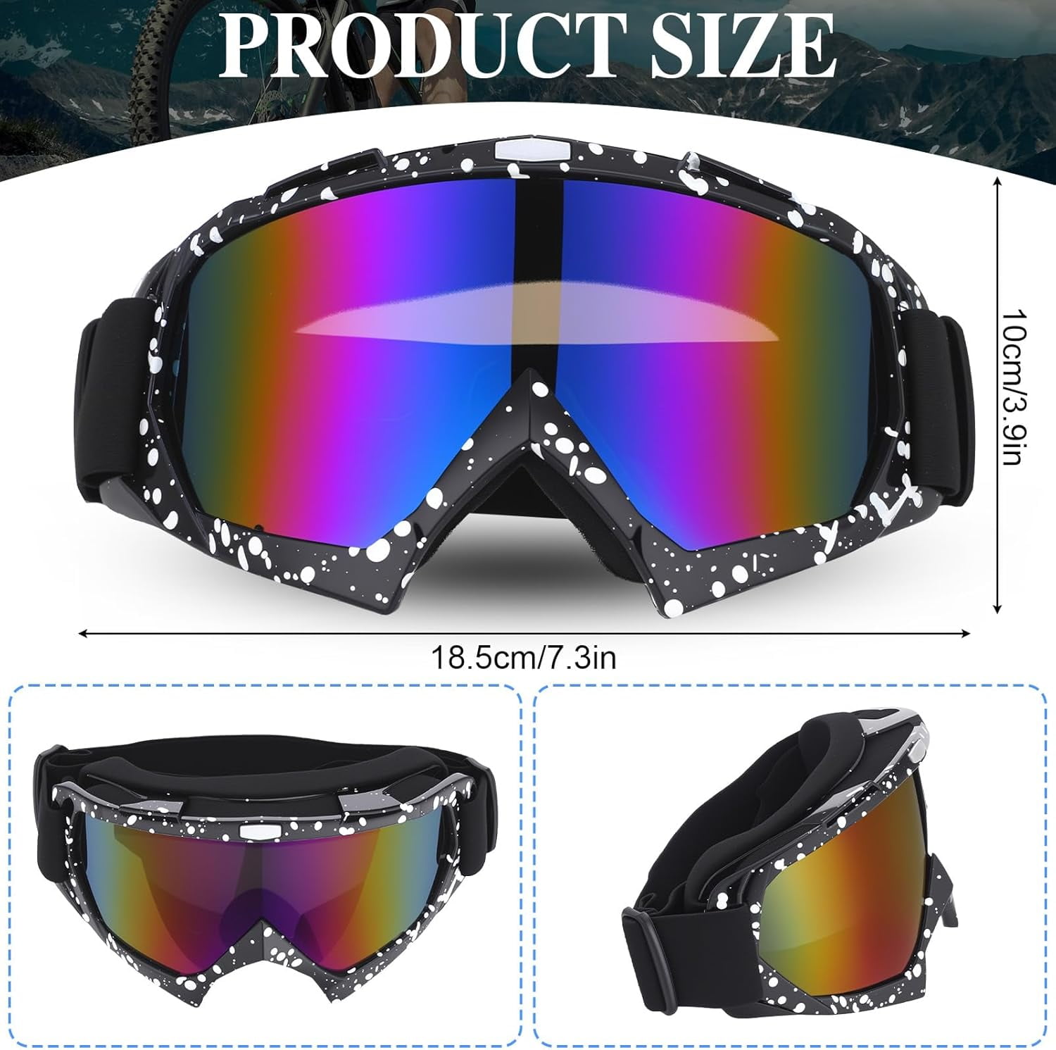 Ski Goggles Snow Sports Snowboard Goggles 4-Pack Black and White