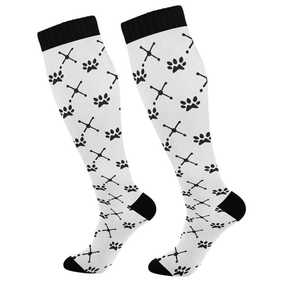 joogoo Dog Paw Prints Socks Women Men Knee High Sock