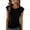 Black, variant on Womens Summer Round Neck Cap Sleeve T Shirt Solid Side Drawstring Ruched Casual Tops for Daily Wear Watermelon Red