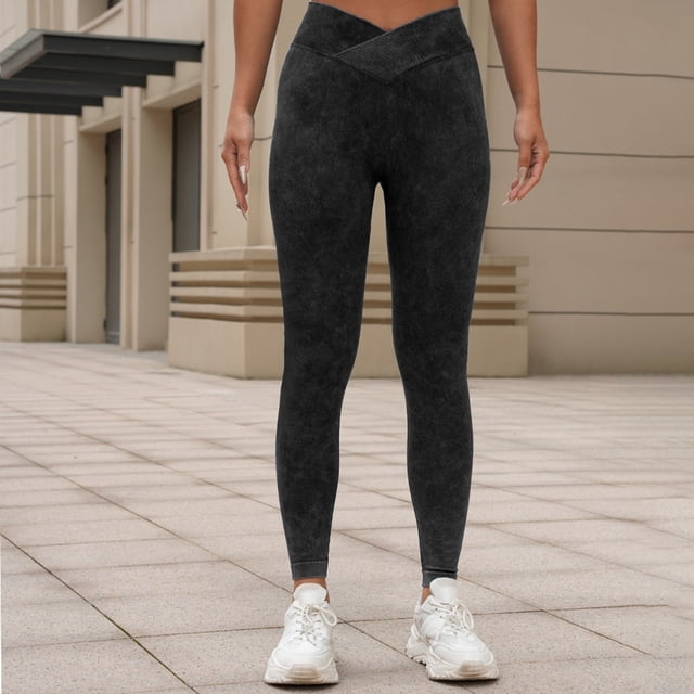 MKLEKYY Conjunto deportivo para mujer, pantalones de yoga lavados sin costuras para mujer, mallas de cintura alta para fitness, running y levantamiento de melocotón