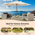 thumbnail image 5 of Costway 10FT Patio Wooden Market Table Umbrella Pulley w/8 Bamboo Ribs Sunshade Canopy Beige, 5 of 10