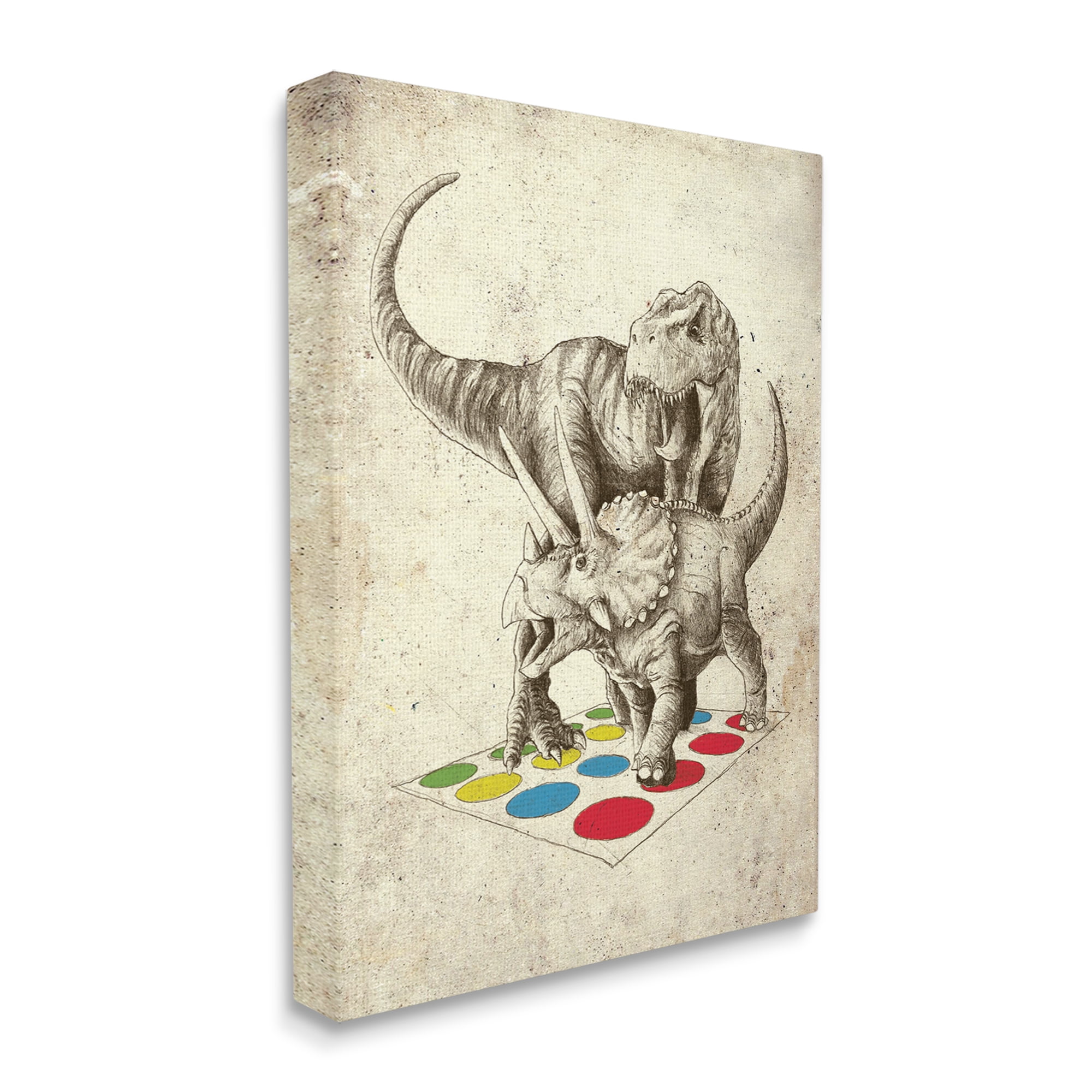 Stupell Industries Humorous Dinosaurs Playing Quirky Game Vintage Effect Canvas Wall Art, 30 x 40, Design by Arrolynn Weiderhold