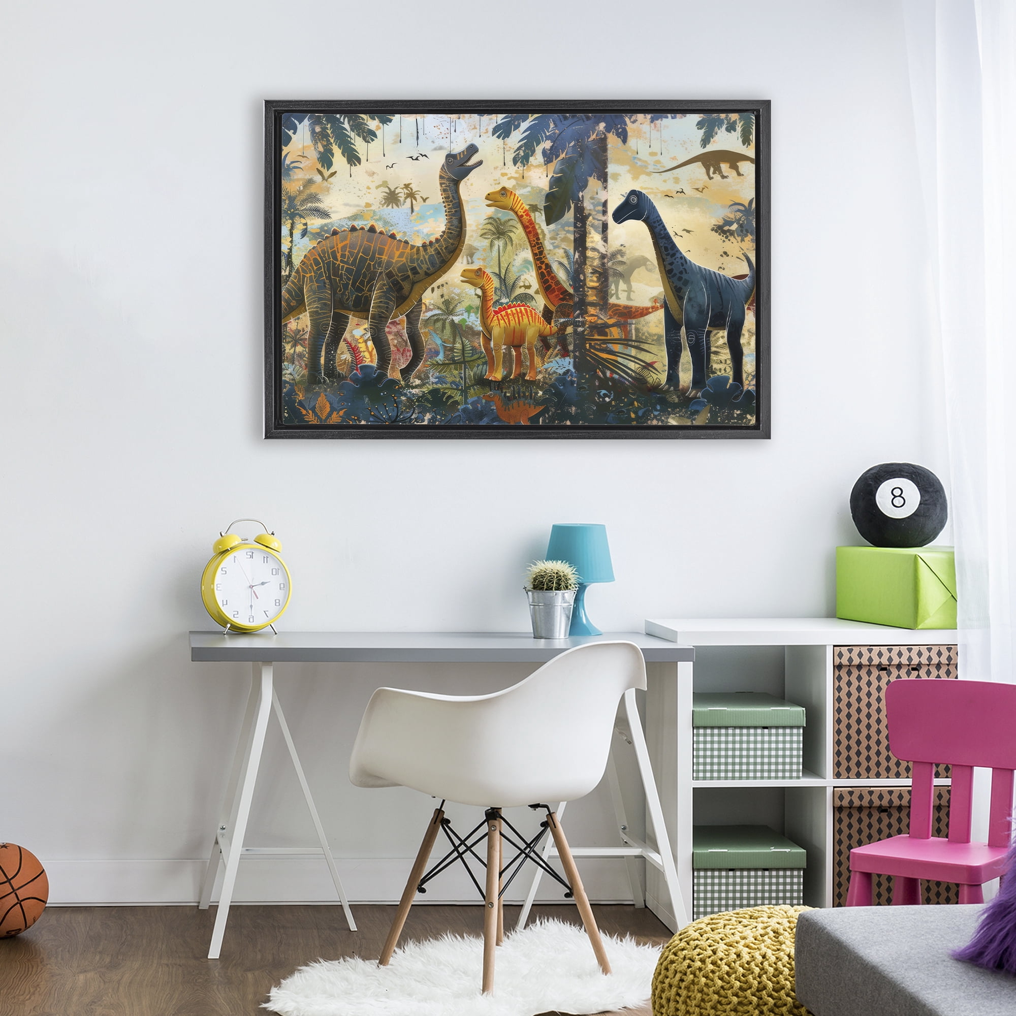 Stupell Industries Jurassic Journey in Nature Black Framed Floater Canvas Wall Art, design by Lazar Studio