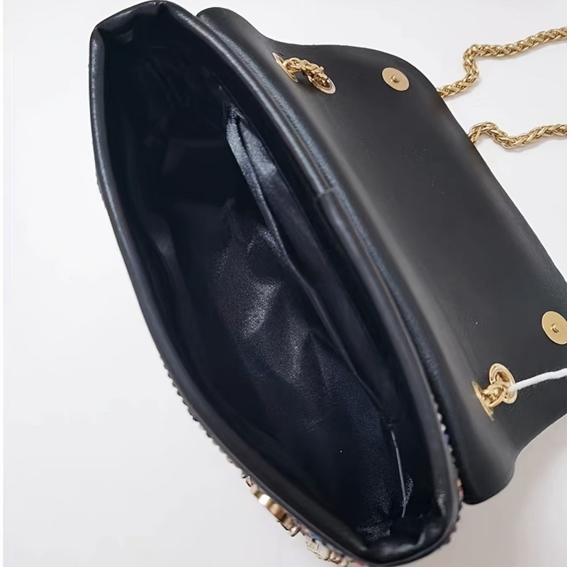 Vintage Women’s Bag Mini Crossbody Shoulder Bag Chain Strap Clutch Purse Rhinestone Evening Bag Crystal Embellishment Messenger Bag Fashion Accessory Casual Totes Multicolor Gold Silver Black Hobos
